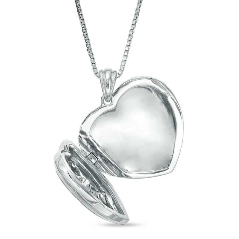 Diamond Accent Vintage-Style Heart Locket in Sterling Silver