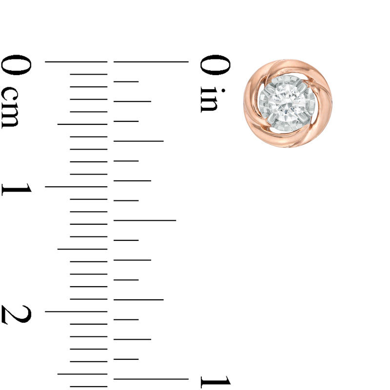 1/5 CT. T.W. Diamond Solitaire Swirl Stud Earrings in 10K Rose Gold