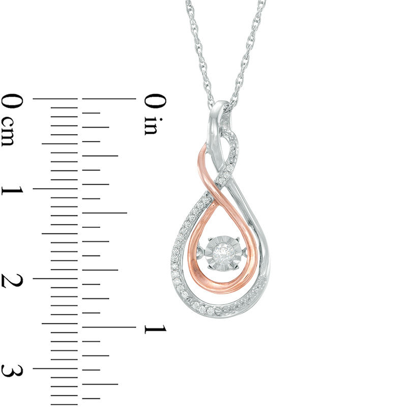 Main Image 2 of 1/4 CT. T.W. Diamond Infinity Pendant and Earrings Set in Sterling Silver and 10K Rose Gold