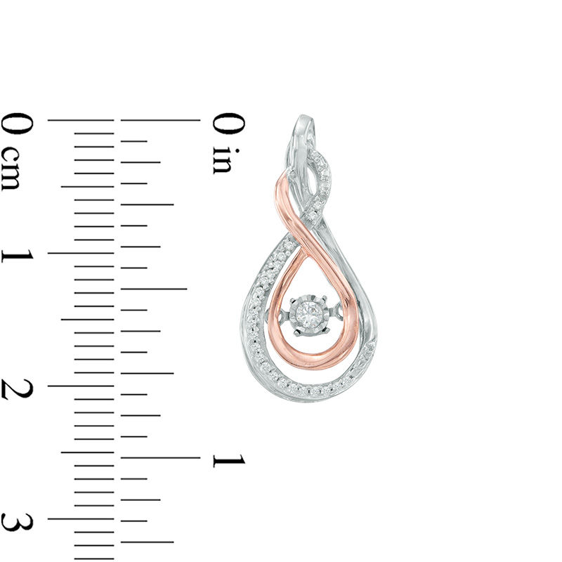 Main Image 3 of 1/4 CT. T.W. Diamond Infinity Pendant and Earrings Set in Sterling Silver and 10K Rose Gold