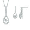 Thumbnail Image 1 of 0.45 CT. T.W. Diamond Linear Teardrop Pendant and Drop Earrings Set in 10K White Gold