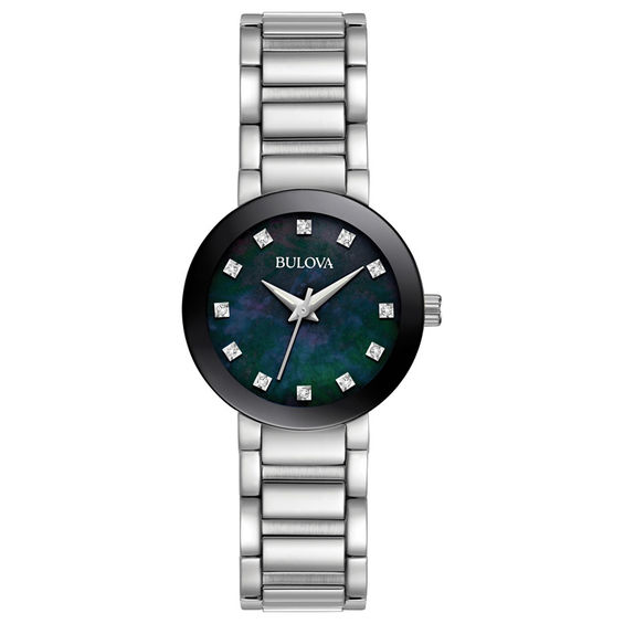 Bulova Modern Quartz Ladies Watch, Stainless Steel Diamond , Silver-Tone (Model: 96P172)