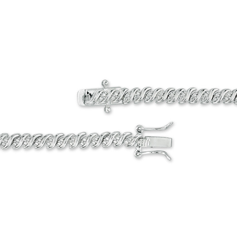 Main Image 3 of 1 CT. T.W. Diamond Tennis Necklace in Sterling Silver - 17"