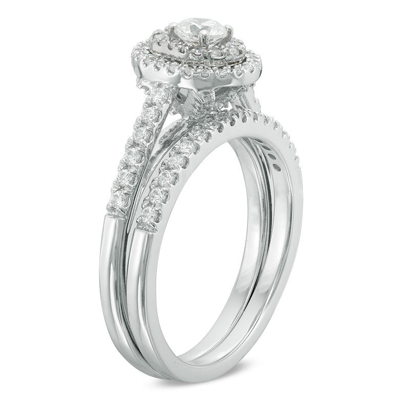 3/4 CT. T.W. Diamond Double Oval Frame Bridal Set in 14K White Gold