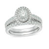 Thumbnail Image 0 of 1-1/5 CT. T.W. Diamond Double Oval Frame Bridal Set in 14K White Gold