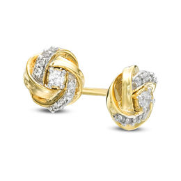 1/8 CT. T.W. Diamond Love Knot Stud Earrings in 10K Gold