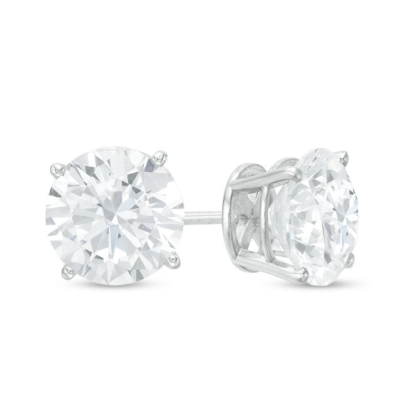 3 Ct T W Diamond Solitaire Stud Earrings In 14k White Gold