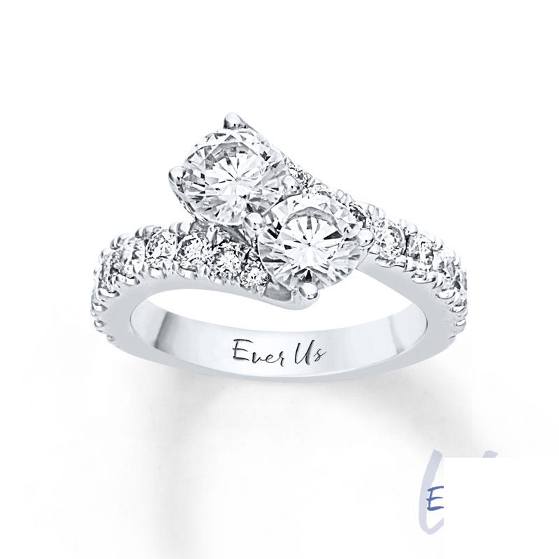 Ever Us® 3 CT. T.W. Two-Stone Diamond Bypass Ring in 14K White Gold (H-I/I2)