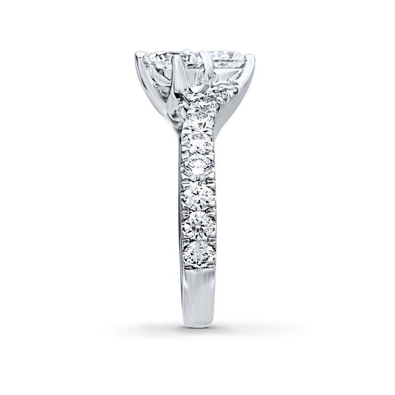 Ever Us® 3 CT. T.W. Two-Stone Diamond Bypass Ring in 14K White Gold (H-I/I2)