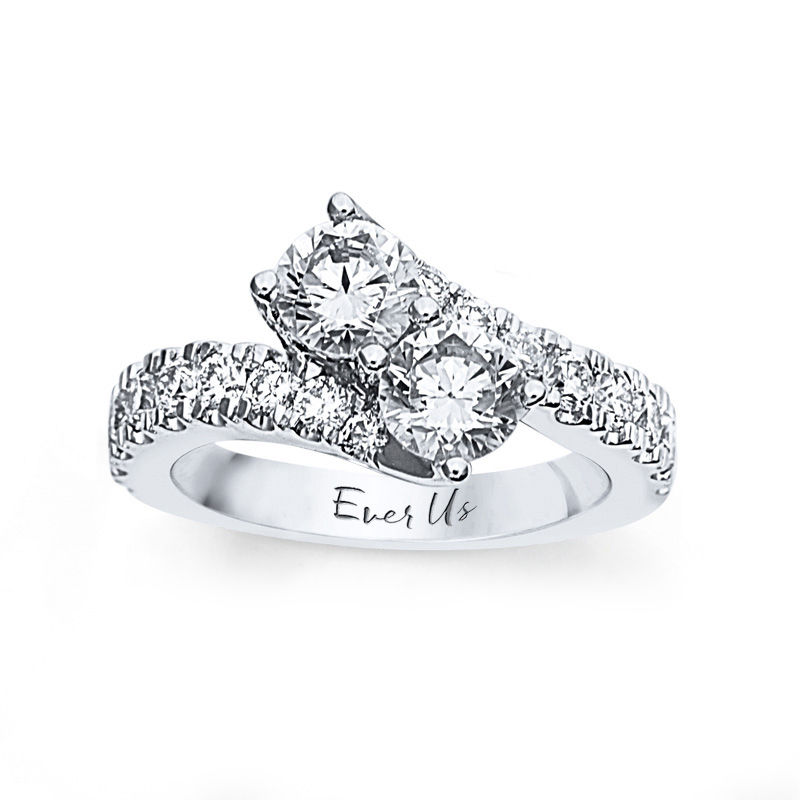 Ever Us® 2-1/2 CT. T.W. Two-Stone Diamond Bypass Ring in 14K White Gold (H-I/I2)