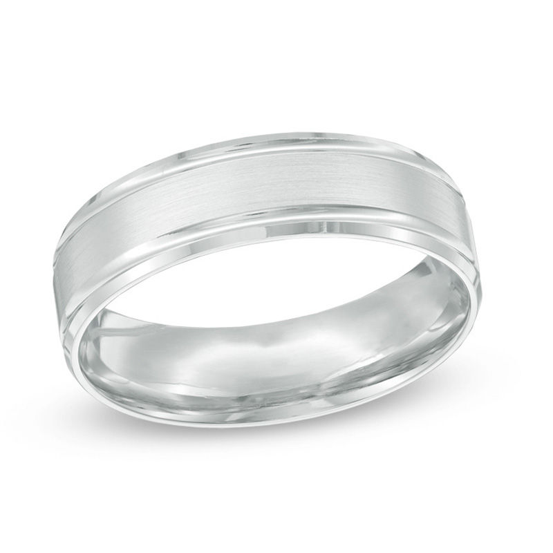 Main Image 1 of Men's 6.0mm Comfort Fit Brushed Wedding Band in Platinum