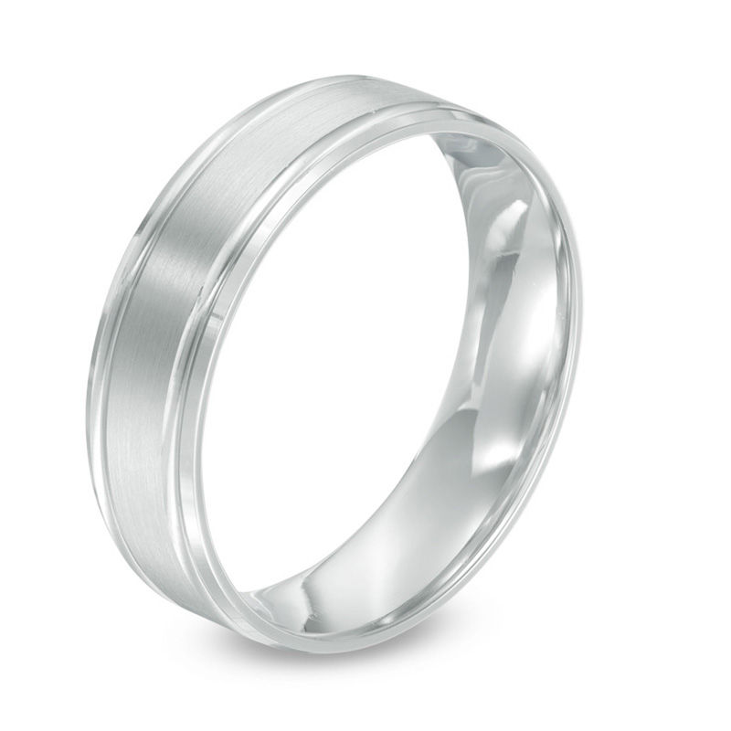 Main Image 2 of Men's 6.0mm Comfort Fit Brushed Wedding Band in Platinum