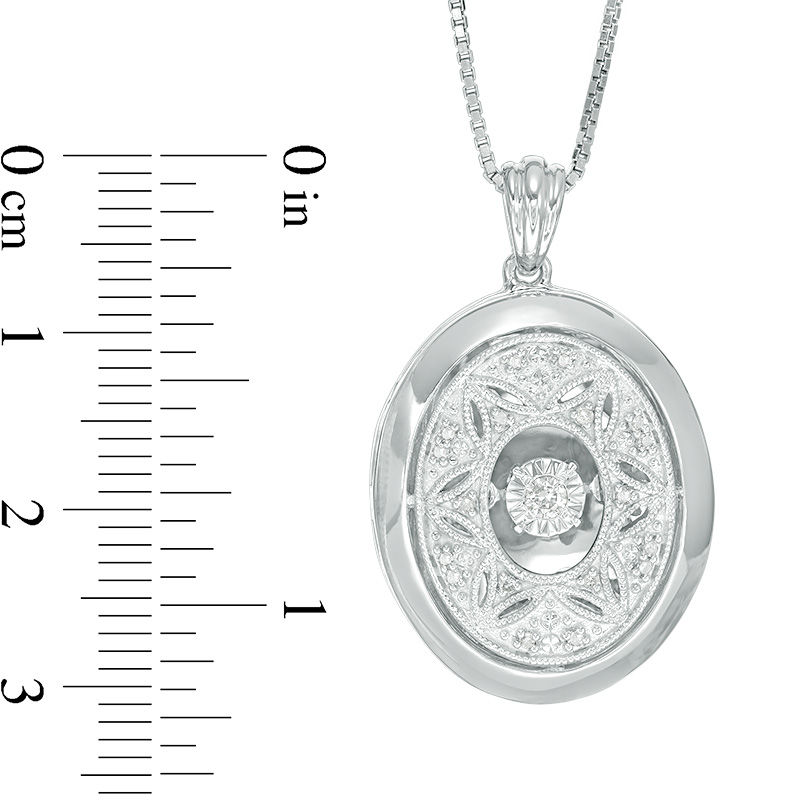Main Image 3 of 1/8 CT. T.W. Diamond Vintage-Style Oval Locket in Sterling Silver