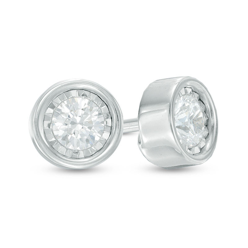 Main Image 1 of 1/3 CT. T.W. Diamond Solitaire Stud Earrings in 10K White Gold