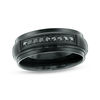 Thumbnail Image 0 of Men's 1/6 CT. T.W Black Diamond Channel Wedding Band in Black IP Stainless Steel