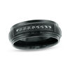 Thumbnail Image 1 of 1/6 CT. T.W Black Diamond Channel Wedding Band in Black IP Stainless Steel