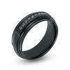 Thumbnail Image 1 of Men's 1/6 CT. T.W Black Diamond Channel Wedding Band in Black IP Stainless Steel