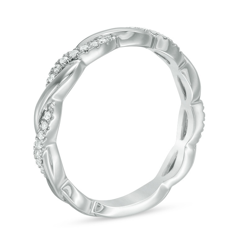 Main Image 2 of 1/8 CT. T.W. Diamond Twist Anniversary Band in 14K White Gold