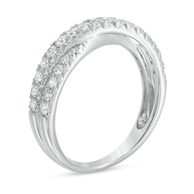 Main Image 2 of 1/2 CT. T.W. Diamond Crossover Anniversary Band in 14K White Gold