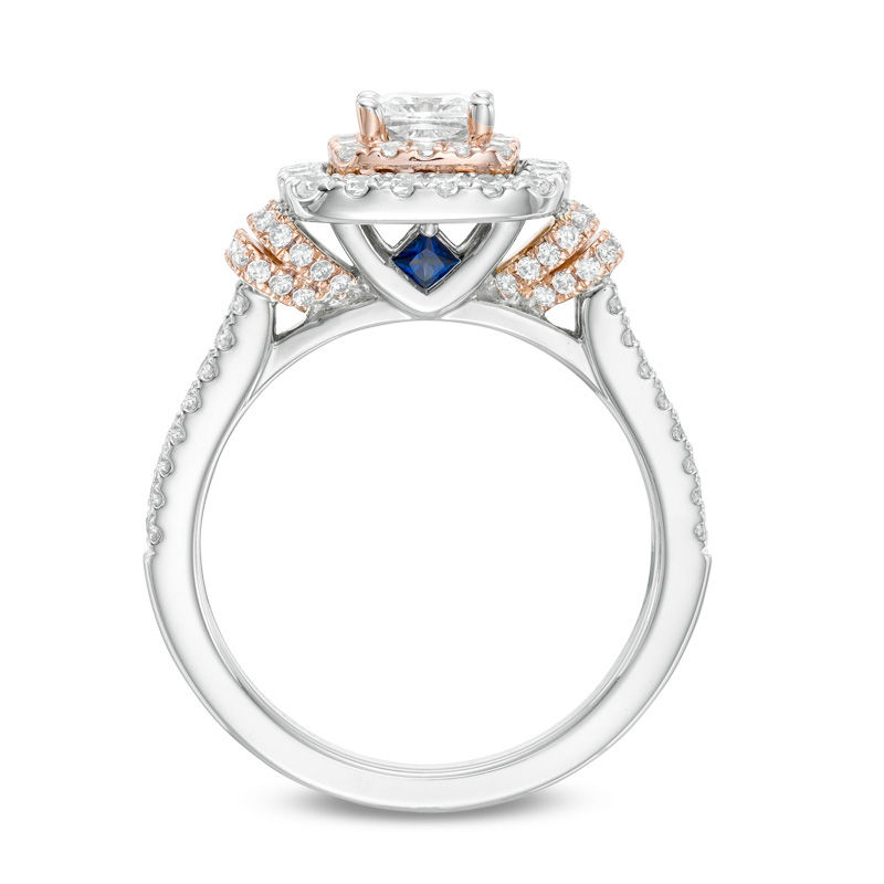 Main Image 3 of Vera Wang Love Collection 1-1/5 CT. T.W Diamond Double Frame Engagement Ring in 14K Two-Toned Gold