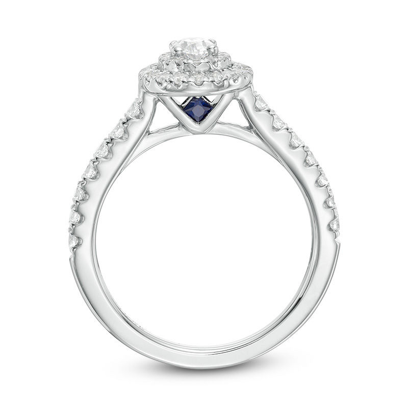 Vera Wang Love Collection 3/4 CT. T.W. Oval Diamond Double Frame Engagement Ring in 14K White Gold