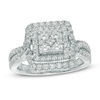 Thumbnail Image 0 of Vera Wang Love Collection 1 CT. T.W. Quad Diamond Double Frame Engagement Ring in 14K White Gold