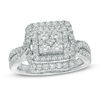 Thumbnail Image 1 of Vera Wang Love Collection 1 CT. T.W. Quad Diamond Double Frame Engagement Ring in 14K White Gold