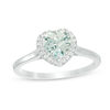 Thumbnail Image 1 of 6.0mm Heart-Shaped Aquamarine and Lab-Created White Sapphire Frame Ring in Sterling Silver