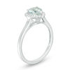 Thumbnail Image 2 of 6.0mm Heart-Shaped Aquamarine and Lab-Created White Sapphire Frame Ring in Sterling Silver