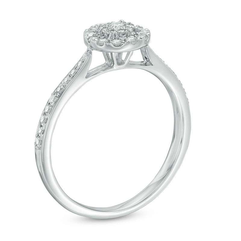 1/3 CT. T.W. Composite Diamond Double Frame Engagement Ring in 10K White Gold