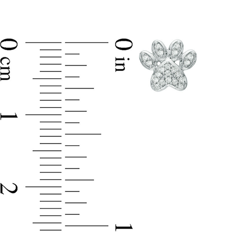 Main Image 2 of 1/10 CT. T.W. Diamond Paw Print Stud Earrings in 10K White Gold