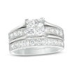 Thumbnail Image 0 of 1-3/4 CT. T.W. Quad Princess-Cut Diamond Vintage-Style Bridal Set in 14K White Gold