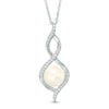 Thumbnail Image 1 of 7.0mm Freshwater Cultured Pearl and Diamond Accent Infinity Pendant in Sterling Silver