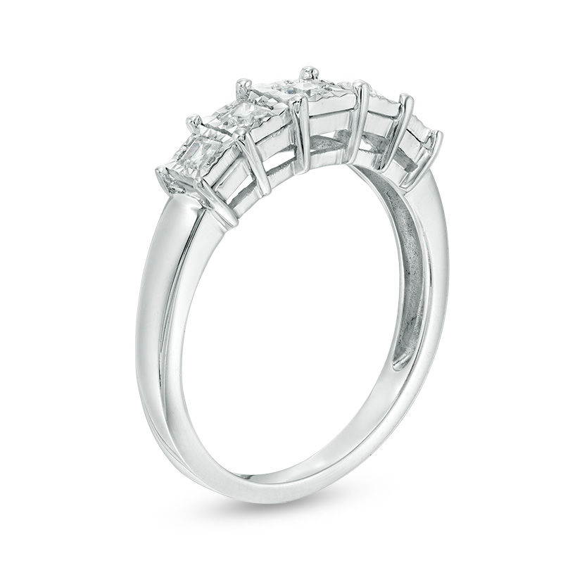 Main Image 2 of 1/4 CT. T.W. Princess-Cut Diamond Five Stone Anniversary Band in 10K White Gold