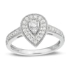 Thumbnail Image 0 of 1/3 CT. T.W. Pear-Shaped Multi-Diamond Teardrop Frame Vintage-Style Engagement Ring in 10K White Gold