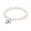 Thumbnail Image 1 of 7.0-8.0mm Freshwater Cultured Pearl and Cubic Zirconia Fleur-de-Lis Charm Stretch Bracelet in Sterling Silver