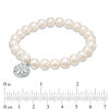 Thumbnail Image 1 of 7.0 - 8.0mm Cultured Freshwater Pearl and Cubic Zirconia Medallion Charm Stretch Bracelet in Sterling Silver