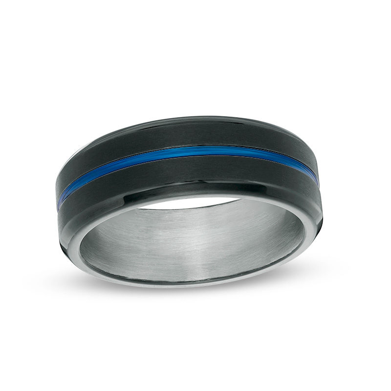 Main Image 1 of Men's 8.0mm Two-Tone IP Stainless Steel Wedding Band - Size 10