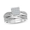 Thumbnail Image 0 of 1/2 CT. T.W. Princess-Cut Multi-Diamond Twist Shank Bridal Set in 10K White Gold