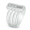 Thumbnail Image 2 of 1/10 CT. T.W. Diamond Three Stone Rectangle Frame Slide Ring in Sterling Silver