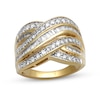 Thumbnail Image 1 of 1 CT. T.W. Baguette and Round Diamond Crossover Multi-Row Ring in 10K White Gold