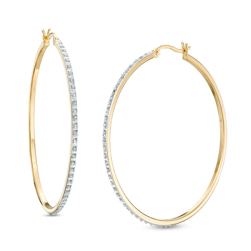 Diamond Fascination™ Large Hoop Earrings in Sterling Silver with 18K Gold Plate
