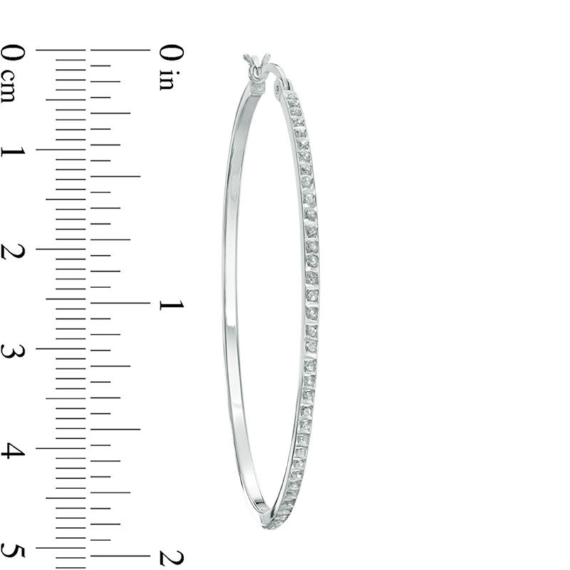 Diamond Fascination™ Large Hoop Earrings in Sterling Silver with Platinum Plate