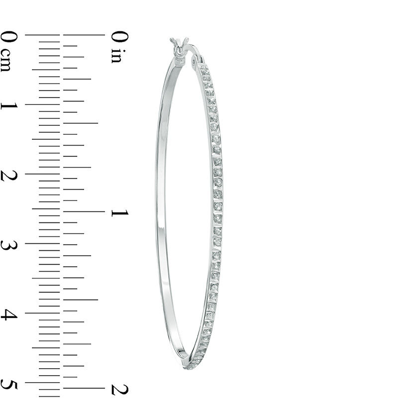 Large sterling silver diamante hoop earrings hotsell