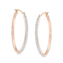 Diamond Fascination™ Oval Hoop Earrings in 14K Rose Gold