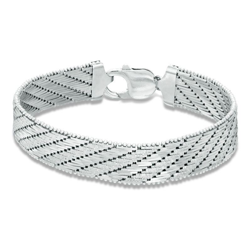 12.02mm Diamond-Cut Omega Chain Bracelet in Sterling Silver - 7.5"