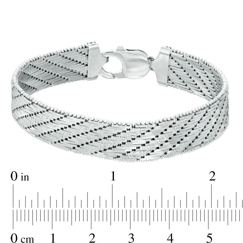 12.02mm Diamond-Cut Omega Chain Bracelet in Sterling Silver - 7.5"