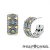 Thumbnail Image 1 of Phillip Gavriel® Multi-Gemstone Oxidized Vintage-Style Demi-Hoop Earrings in Sterling Silver and 18K Gold