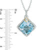 Thumbnail Image 2 of Phillip Gavriel® Cushion-Cut Blue Topaz and Diamond Accent Textured Pendant in Sterling Silver and 18K Gold