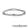 Thumbnail Image 0 of Phillip Gavriel® Pink Sapphire "X" Station Bracelet in Sterling Silver - 7.25"